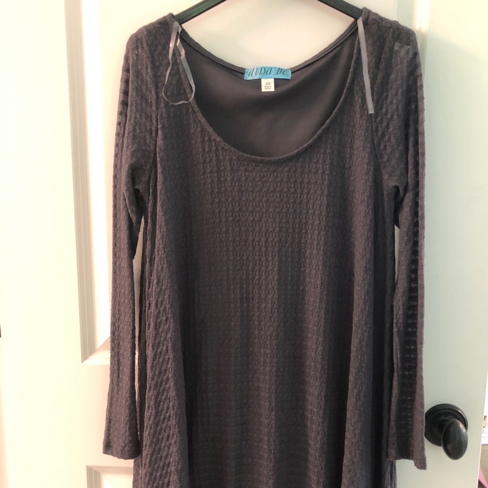Francesca’s Soft Longsleeve Gray Dress